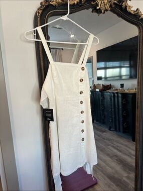 Lulu's White Button-Front Dress